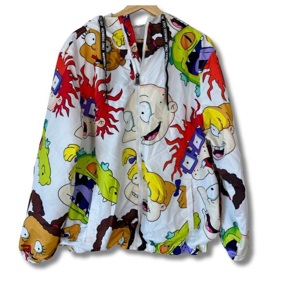 Members Only Nickelodeon Windbreaker Jacket Rugrats Nostalgic White Men's XL - Picture 1 of 5
